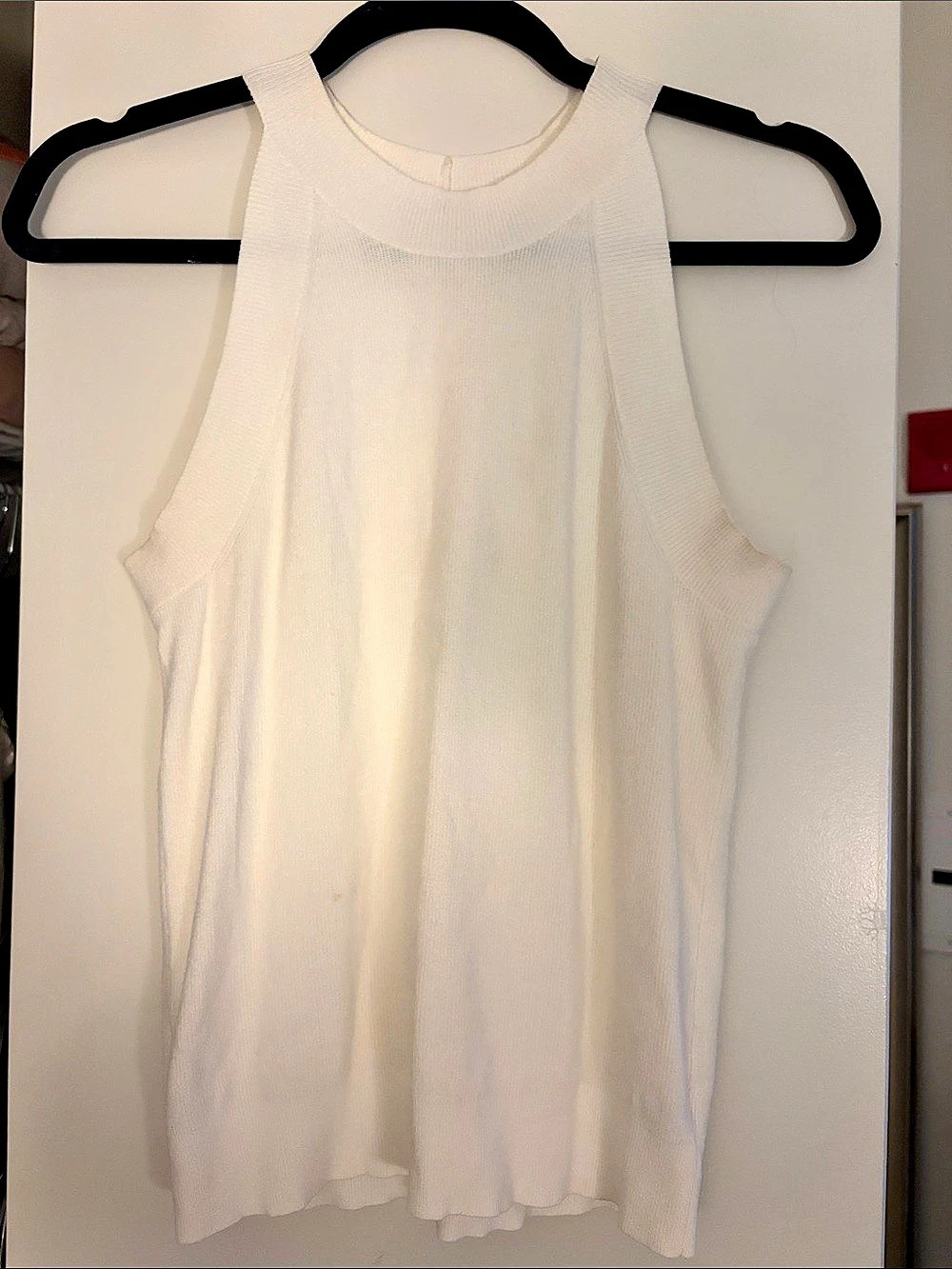 Theory Ribbed Sleeveless Tank in White Size Small